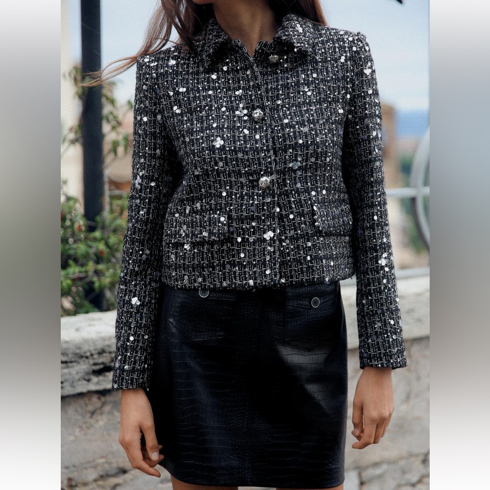 ZARA TEXTURED SEQUIN JACKET